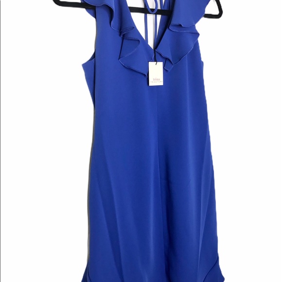 Trina Turk Sweetheart Ruffle Front Shift Dress in Blue Size Small - Picture 6 of 9